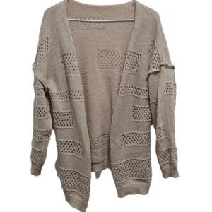 1276 Hand Knit One of a Kind Open Cardigan Sweater Sz.L Womens